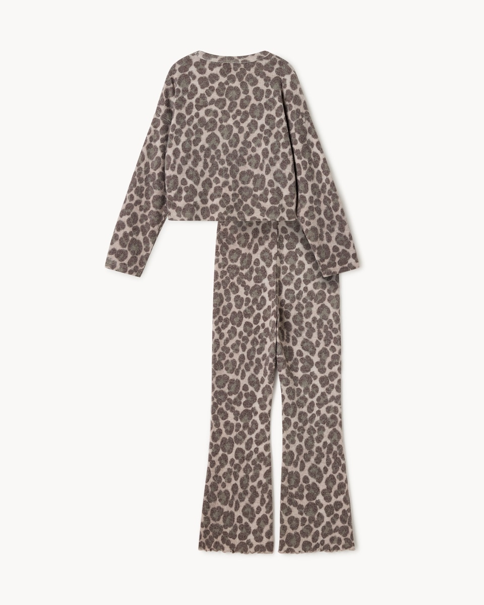 image 1 of F&F Girls Leopard Print Top and Trousers Set in Multi Brown
