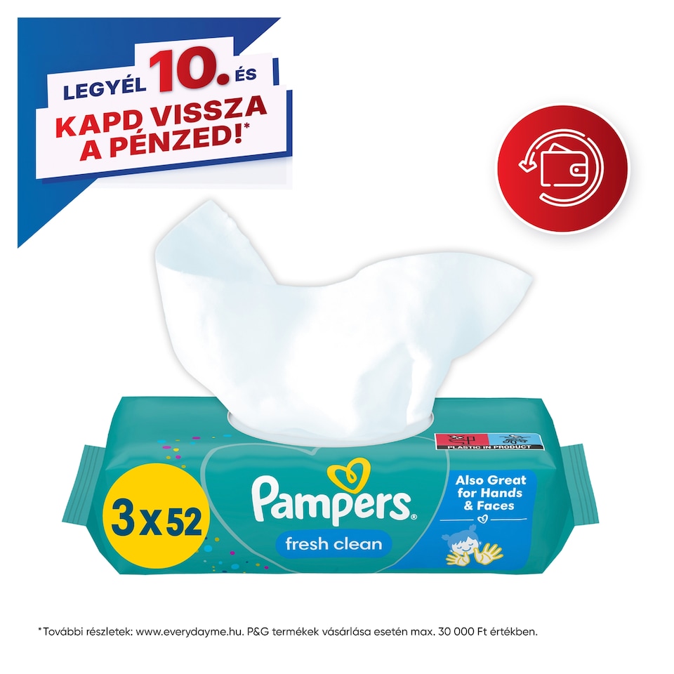 image 1 of Pampers Fresh Clean Baby Wipes 3 Packs = 156 Wipes