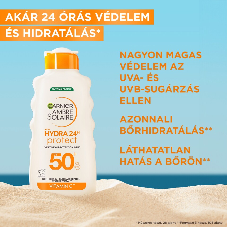 Garnier Ambre Solaire Hydra 24h UV-sugárzás elleni naptej nagyon magas védelemmel SPF 50 175 ml  1. kép