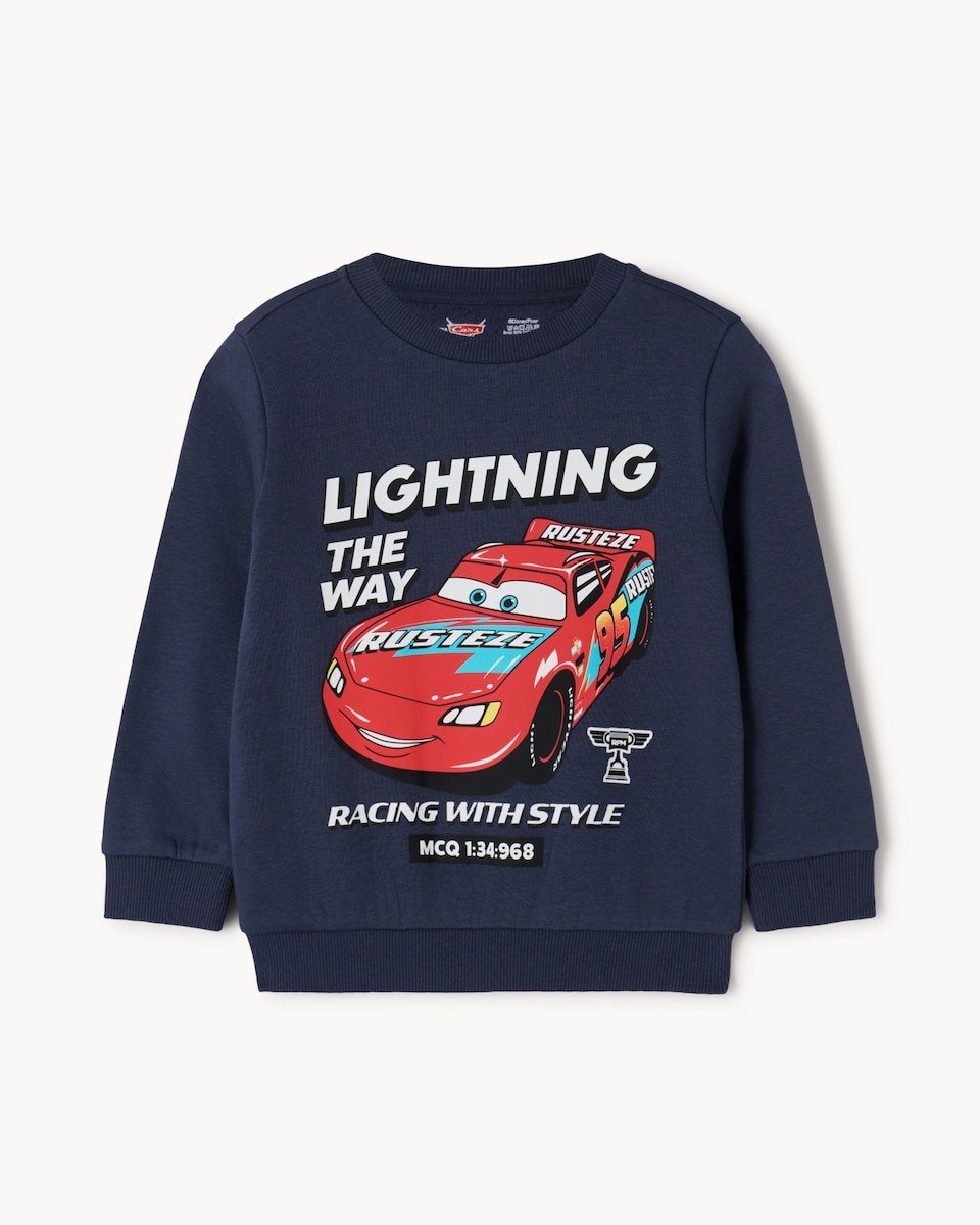 image 1 of Disney Lightning McQueen Cotton Rich Sweatshirt in Navy