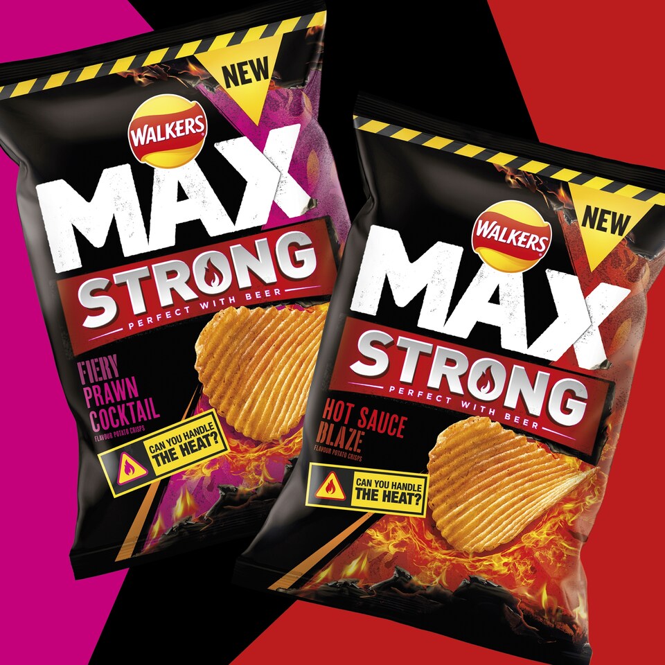 image 1 of Walkers Max Strong Fiery Prawn Cocktail Multipack Crisps 6x27g