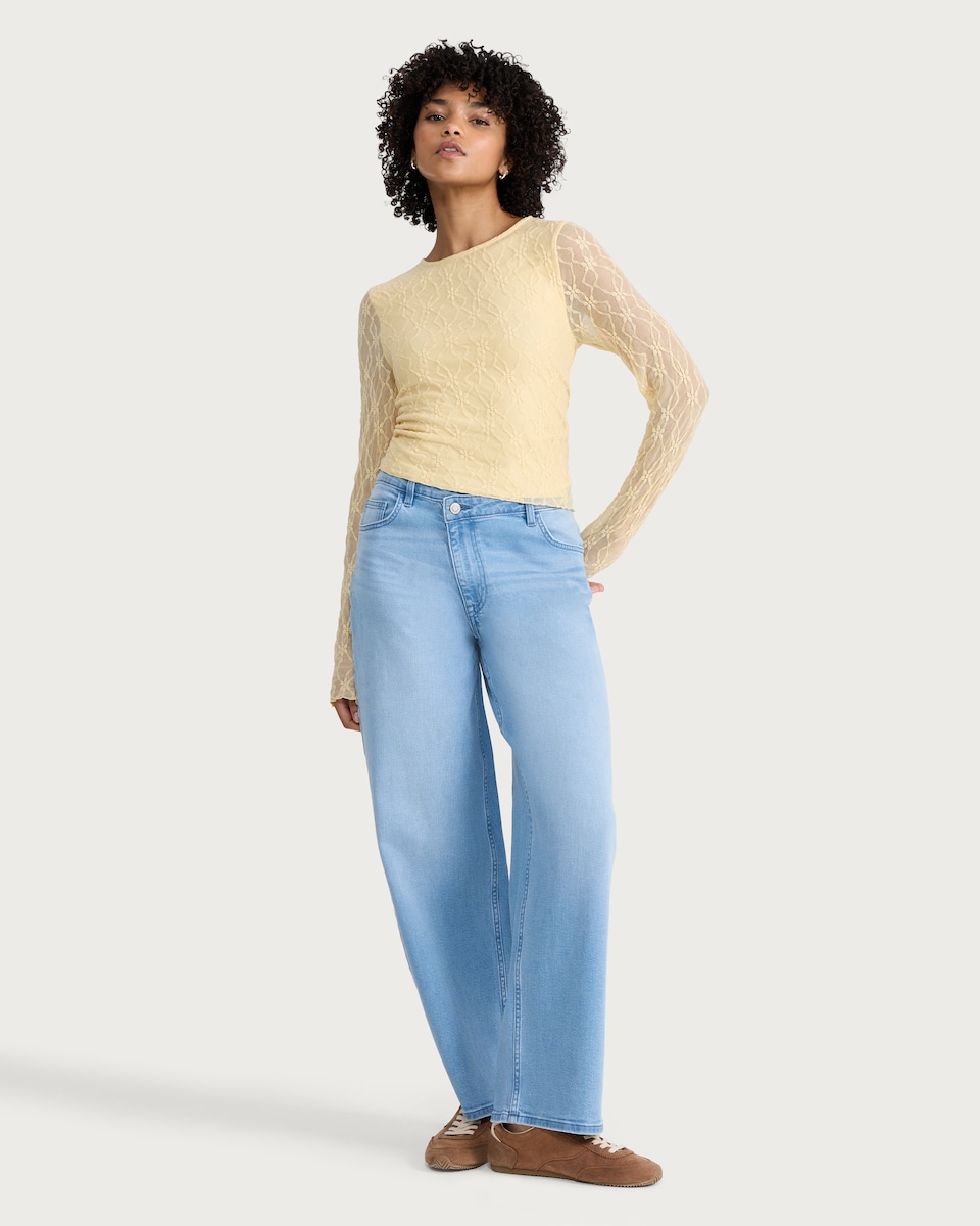 image 1 of OH ME OH MY Floral Lace Long Sleeved Top in Yellow