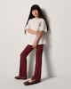 image 2 of F&F Girls Cotton Rich Ribbed Flared Leggings in Burgundy