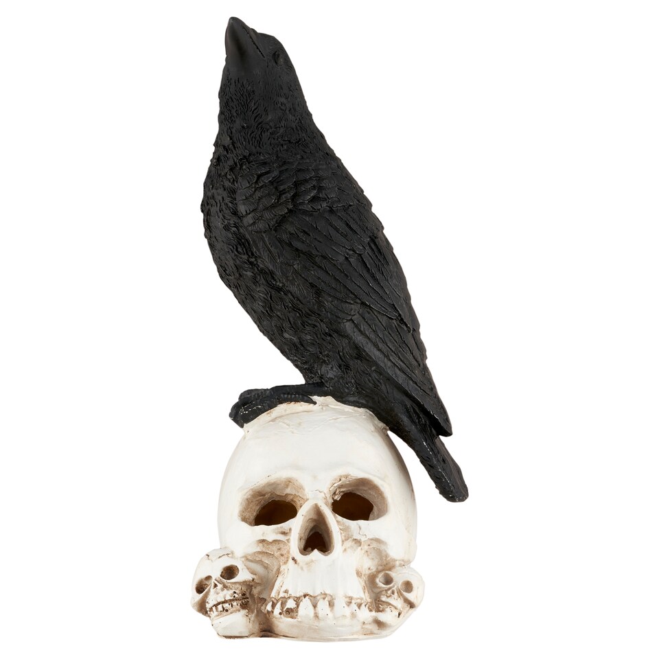 Halloween Skull with Raven LED Decoration