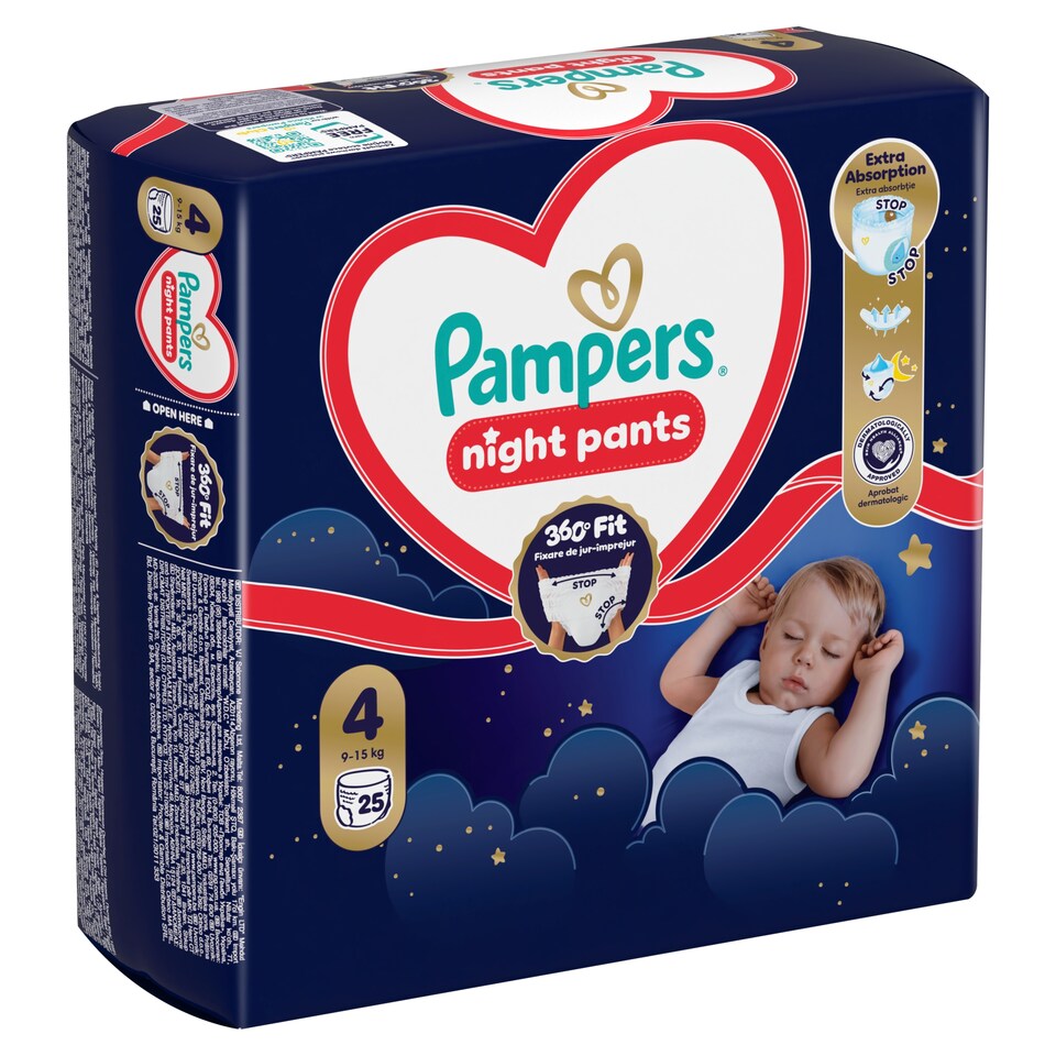 Pampers Night Bugyipelenka, Méret: 4, 25 db Pelenka, 9kg-15kg  1. kép