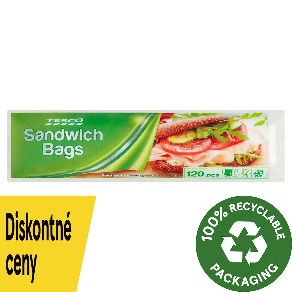 Tesco Vrecká na potraviny s klipsami 120 ks
