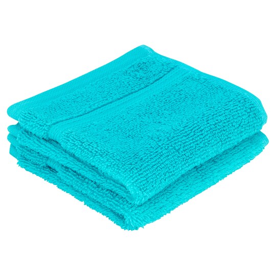 Tesco Supersoft Cotton 2 Pack Face Cloth Aqua Tesco Groceries