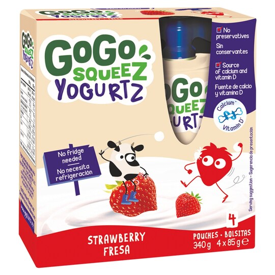 Gogo Squeez Yogurt Snack Strawberry 4X85g Tesco Groceries