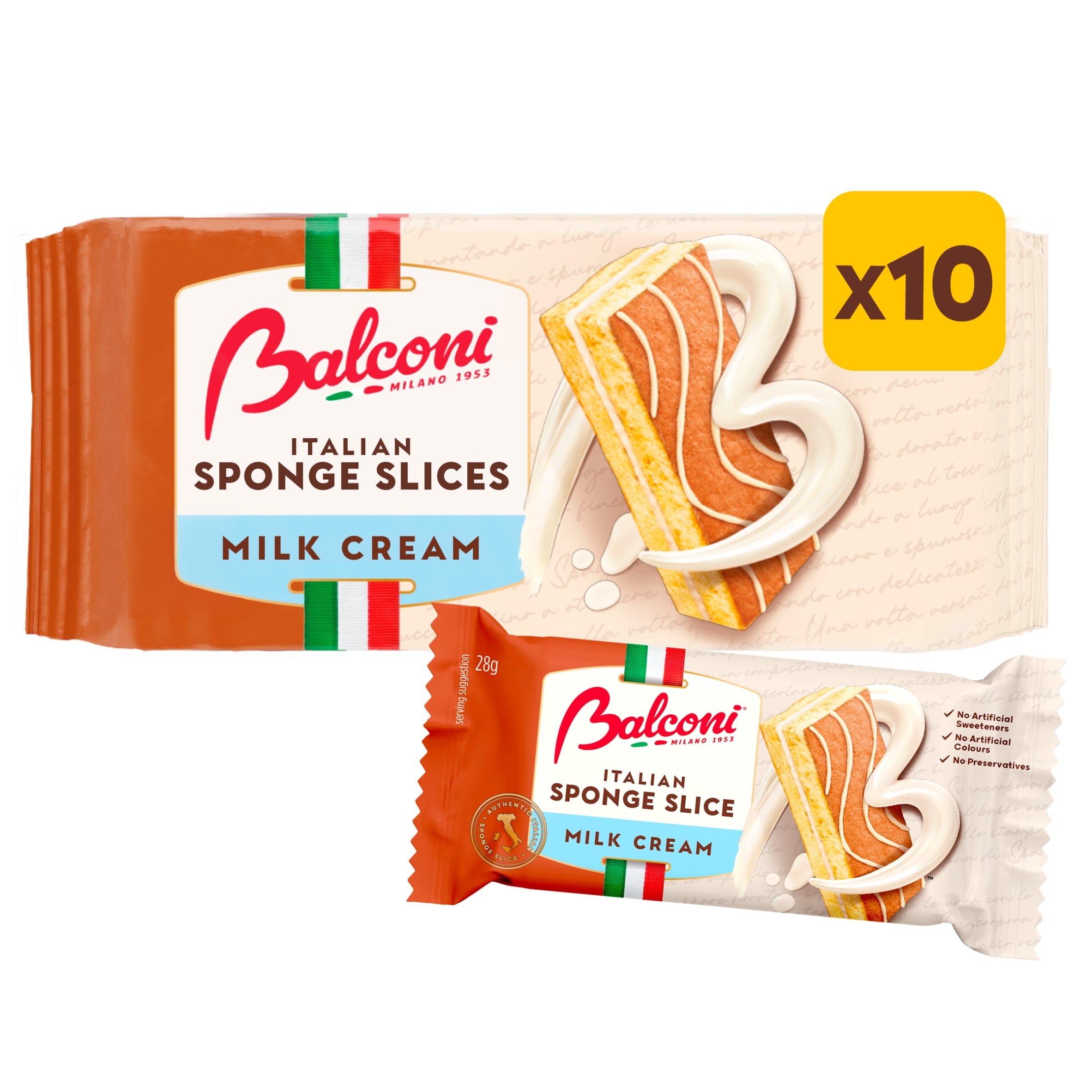 Balconi Italian Sponge Slices Milk Cream 10x28g