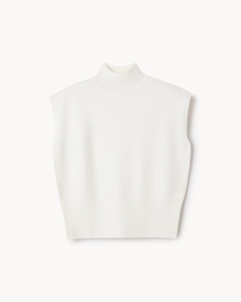 The F&F Edit Knitted High Neck Sleeveless Jumper in Neutral