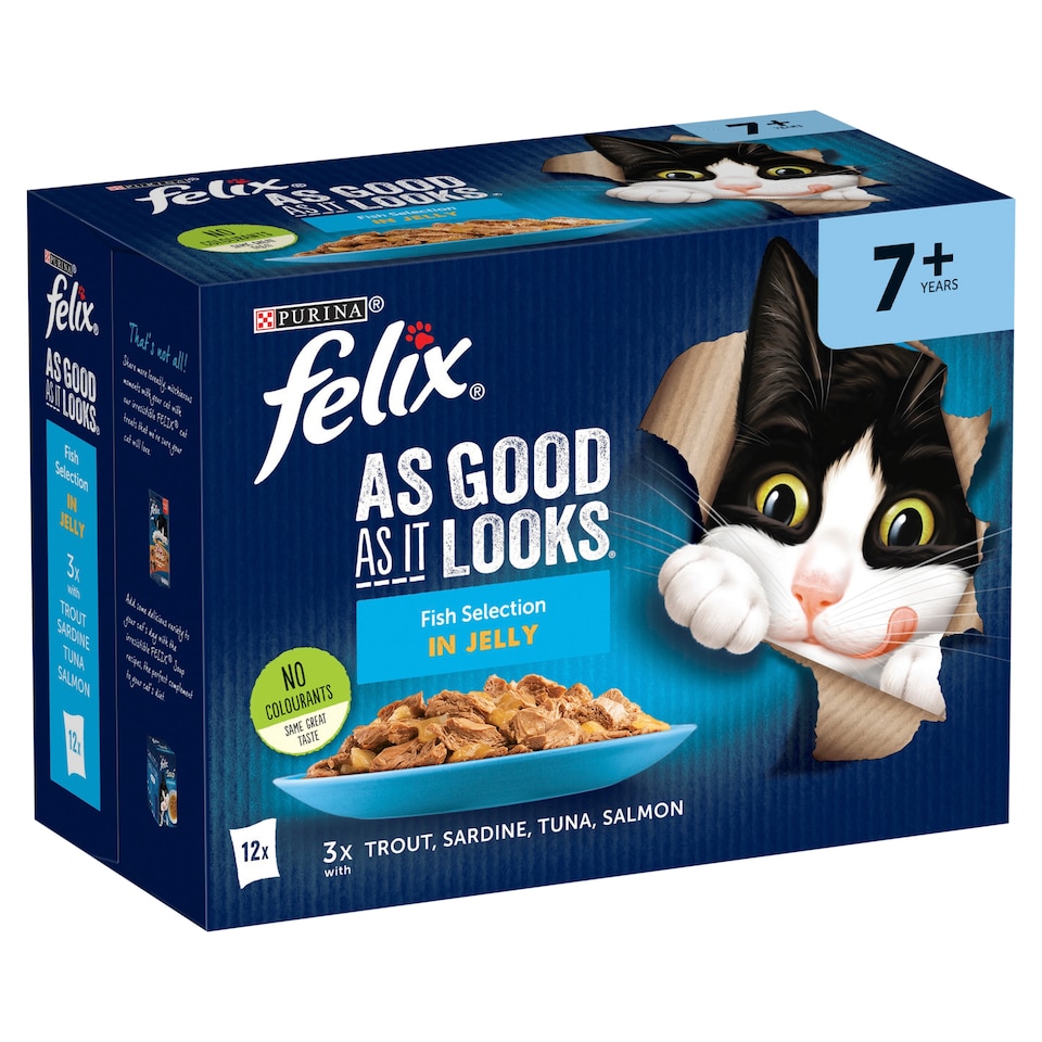 image 1 of Felix As Good As it Looks Senior 7+ Fish in Jelly Wet Cat Food 12x85g
