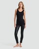 image 1 of F&F Faux Leather Thermal Full Length Footless Tights in Black