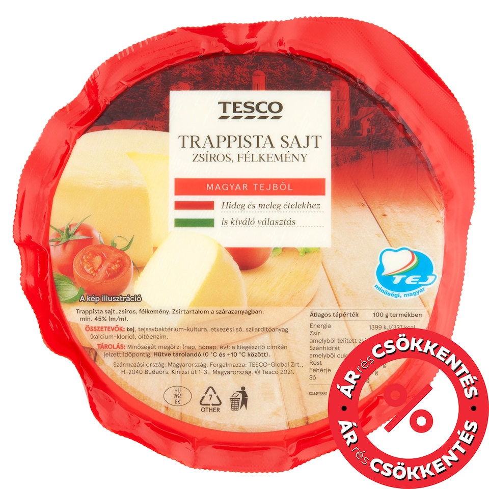 Tesco zsíros, félkemény trappista sajt