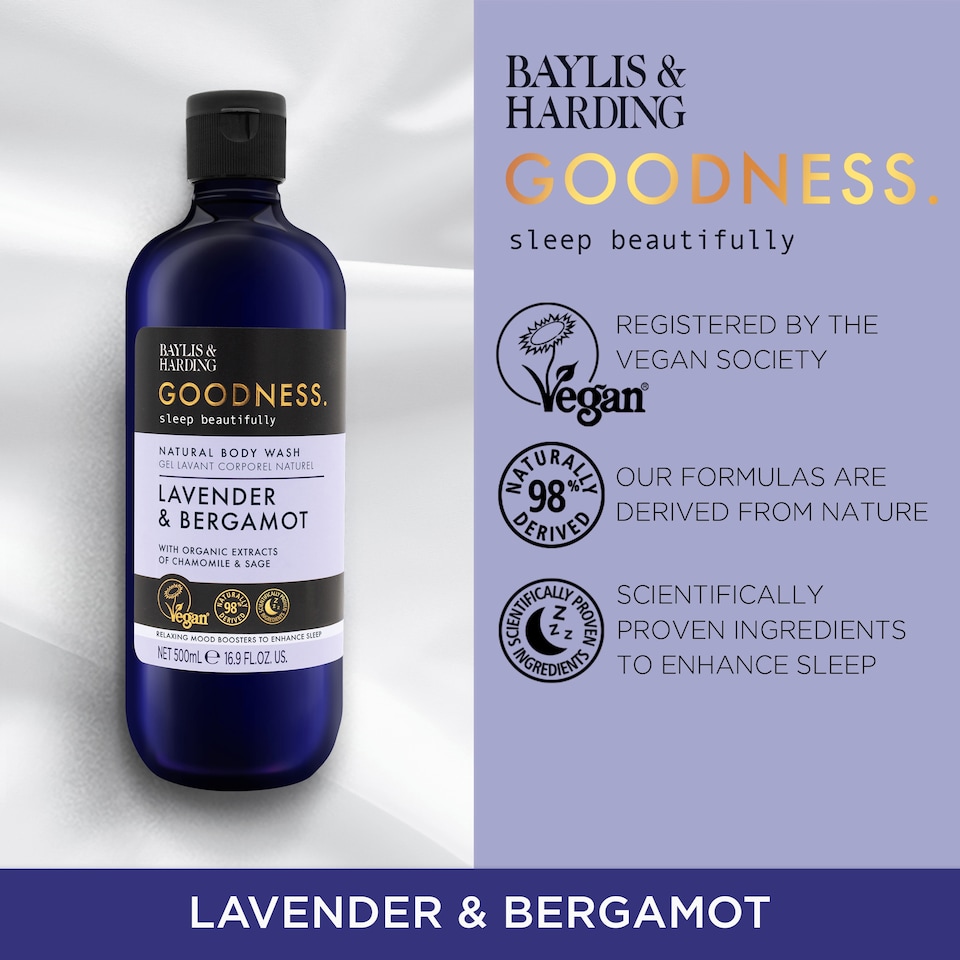 image 1 of Baylis & Harding Goodness Natural Body Wash Lavender & Bergamot 500Ml