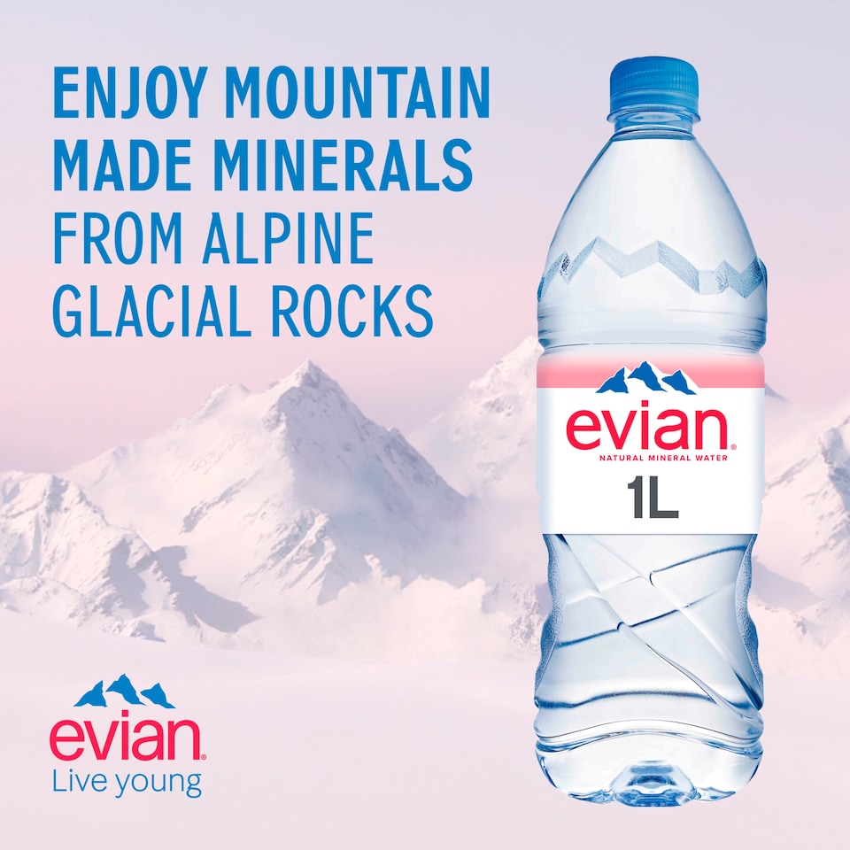image 1 of Evian Natural Bottled Mineral Still Water 1L