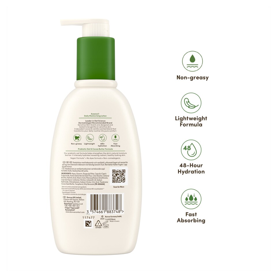 image 1 of Aveeno Daily Moisturising Lotion Cocoa Butter Vanilla Scent 300ml