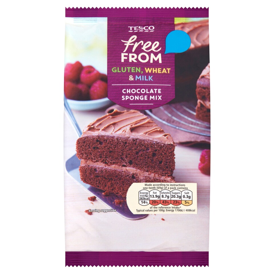 TESCO GLUTEN & DAIRY FREE CHOC SPONGE 350G