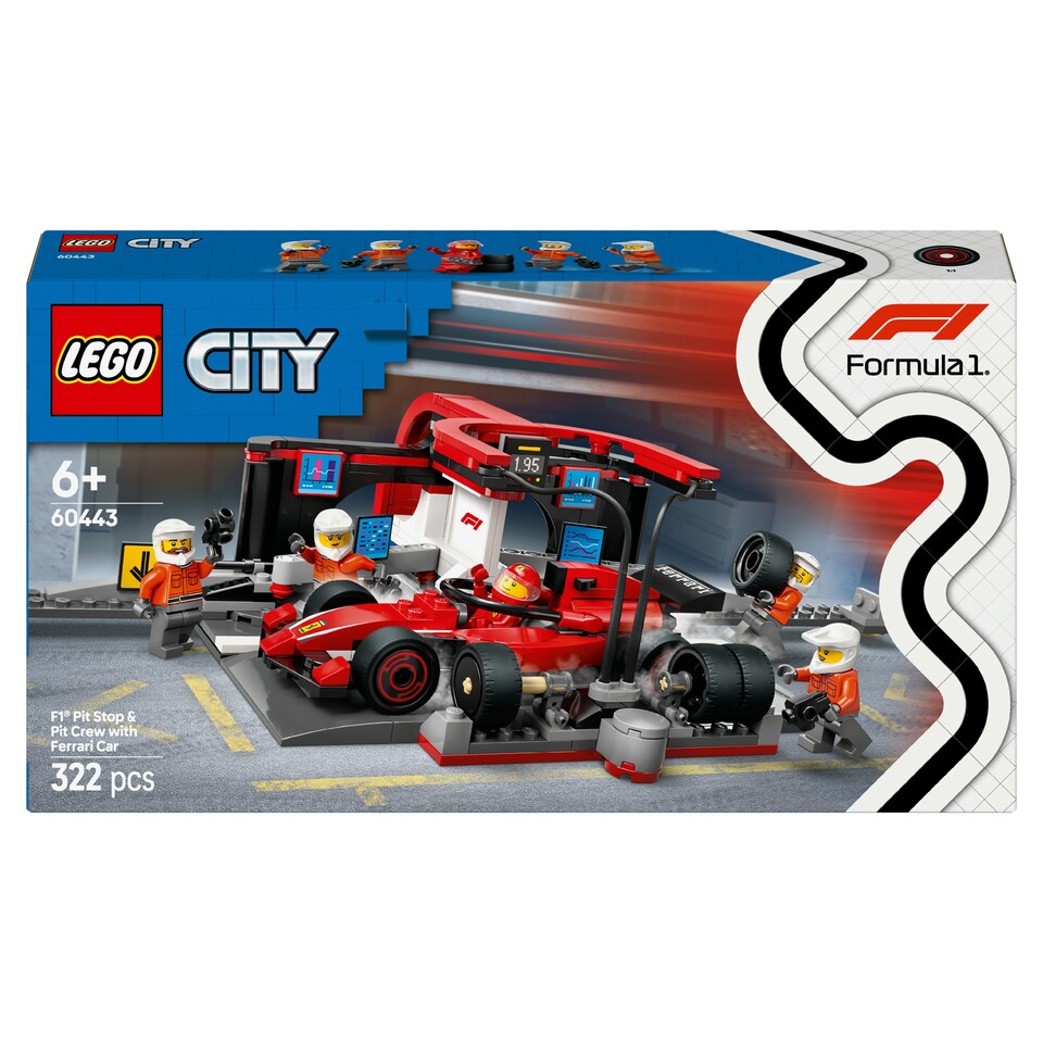LEGO City 60443 F1-es boxutca és személyzet, Ferrari autóval  1. kép