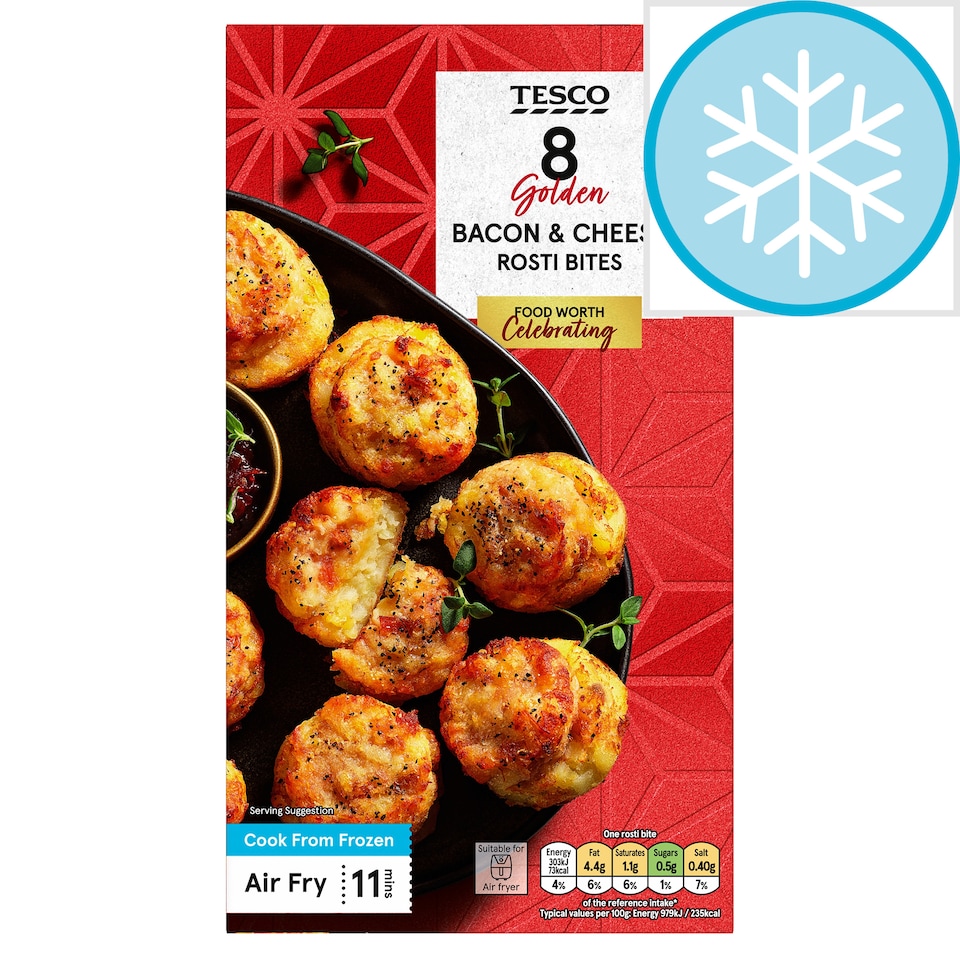 Tesco 8 Bacon & Cheese Rosti Bites 250g