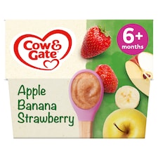 Cow & Gate Pots Apple Strawberry Banana 4x100g