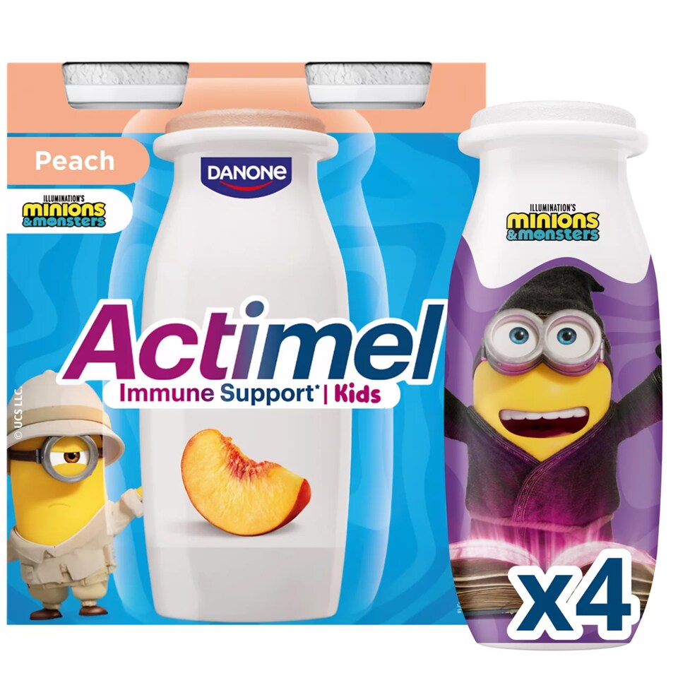 image 1 of Actimel Kids Peach Immunity Yoghurt Drink Multipack 4x100g