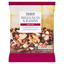 Tesco Unsalted Mixed Nuts & Raisins 250G