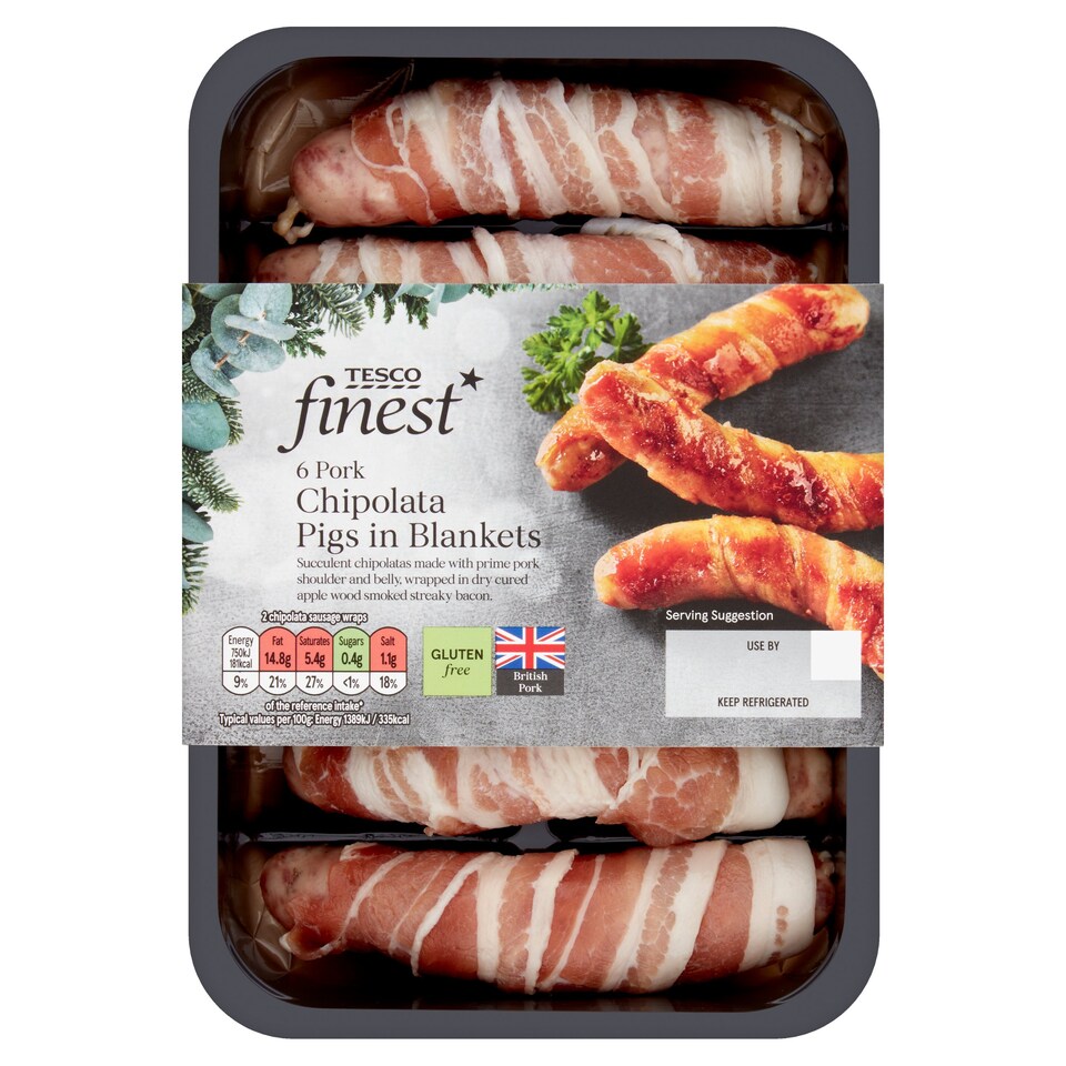 Tesco Finest Chipolata Pigs In Blankets 222G Tesco Groceries