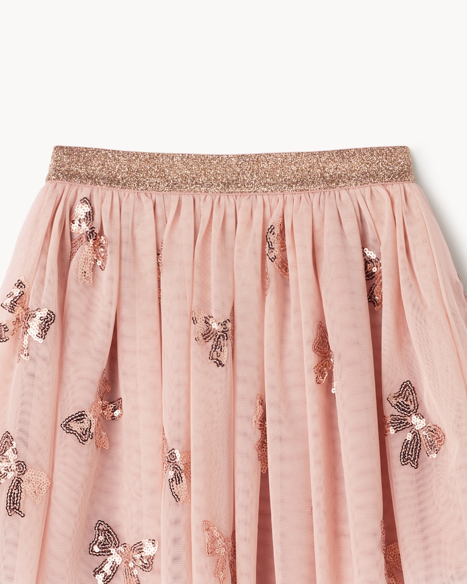 image 1 of F&F Girls Sequin Embellished Skirt in Pink