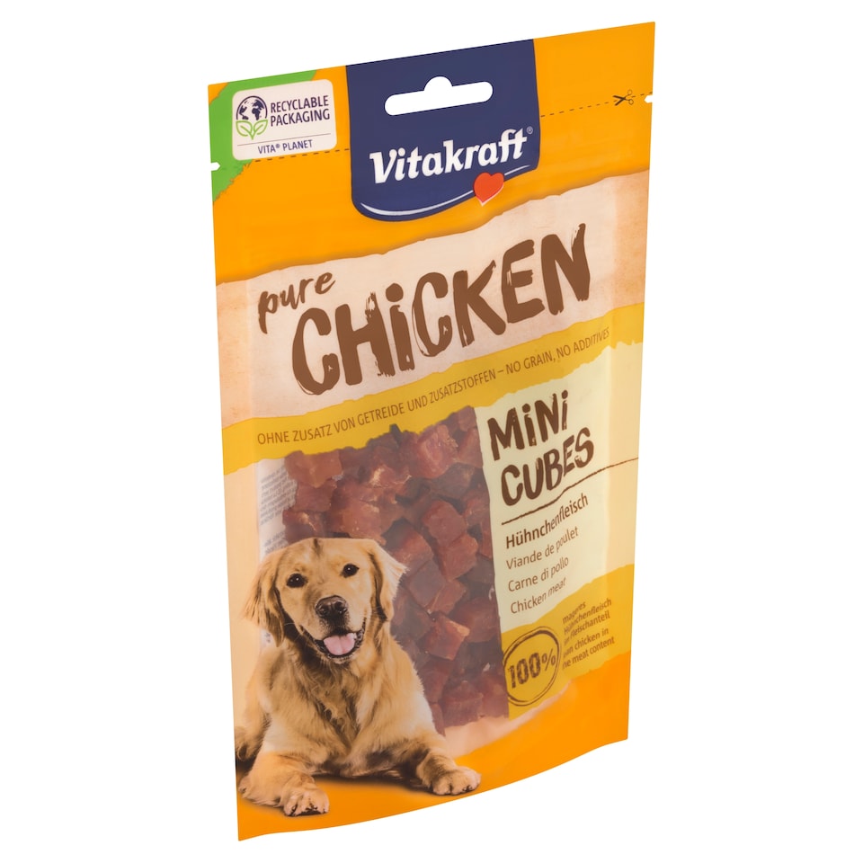 Vitakraft Pure Chicken Mini Cubes doplňkové krmivo pro psy 80g