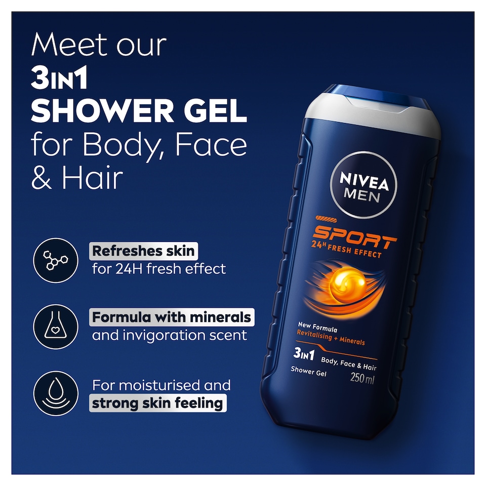 image 1 of NIVEA MEN Sport Minerals Shower Gel 250ml