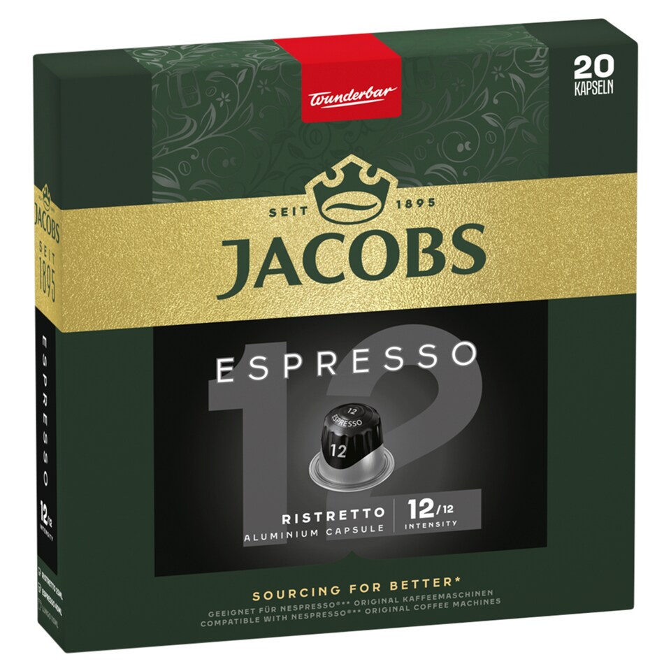 Jacobs Espresso Ristretto őrölt-pörkölt kávé kapszulában 20 db 104 g