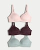 image 4 of F&F 3-Pack Lace Trim T-Shirts Bras in Multi