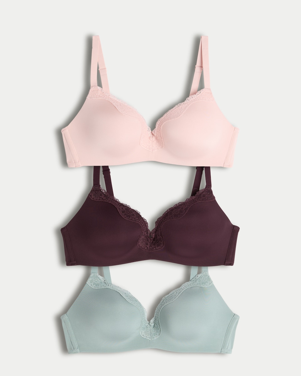 F&F 3-Pack Lace Trim T-Shirts Bras in Multi