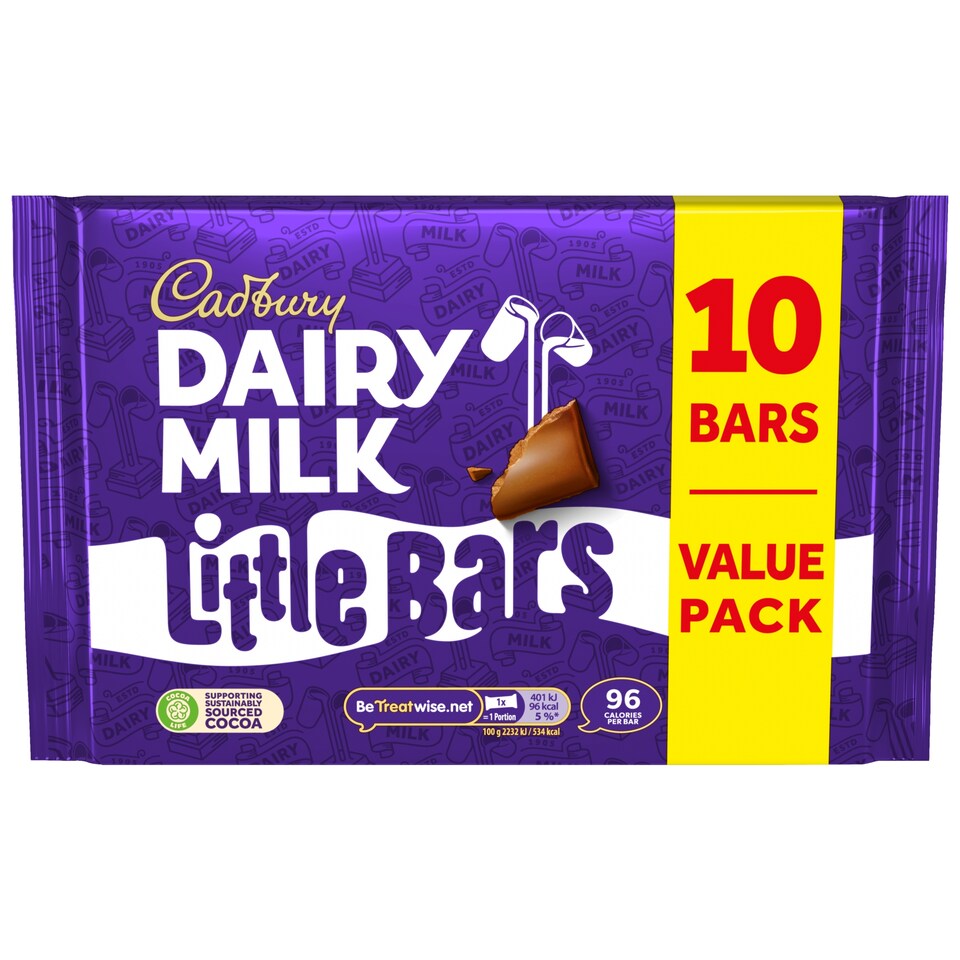 Cadbury Dairy Milk Little Bars Chocolate Bars 10 Pack Multipack 18g
