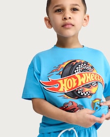 Hot Wheels 2-Piece Pure Cotton T-Shirt and Shorts Set in Blue