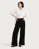 image 2 of F&F Cotton Rich Boucle Textured Wide Leg Trousers in Black