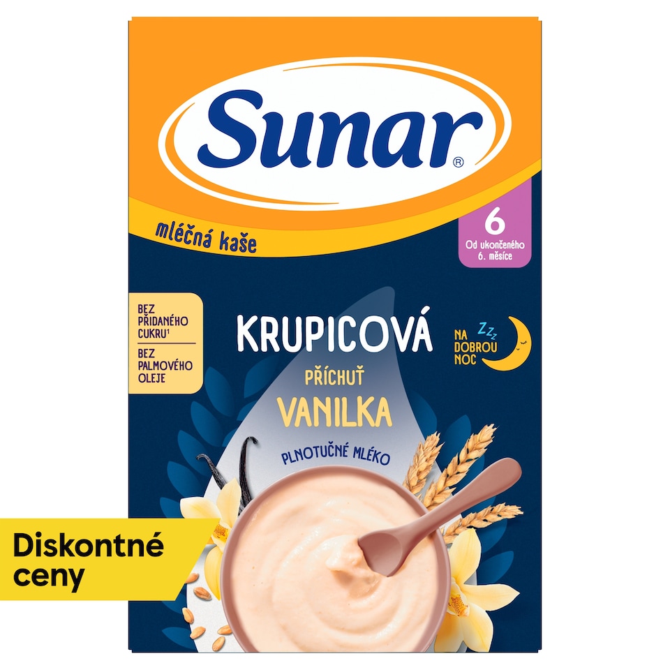 obrázok 1 z Sunar mliečna krupicová kaša na dobrú noc vanilková 210 g