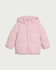 image 2 of F&F Girls Shower Resistant Hooded Padded Coat in Pink