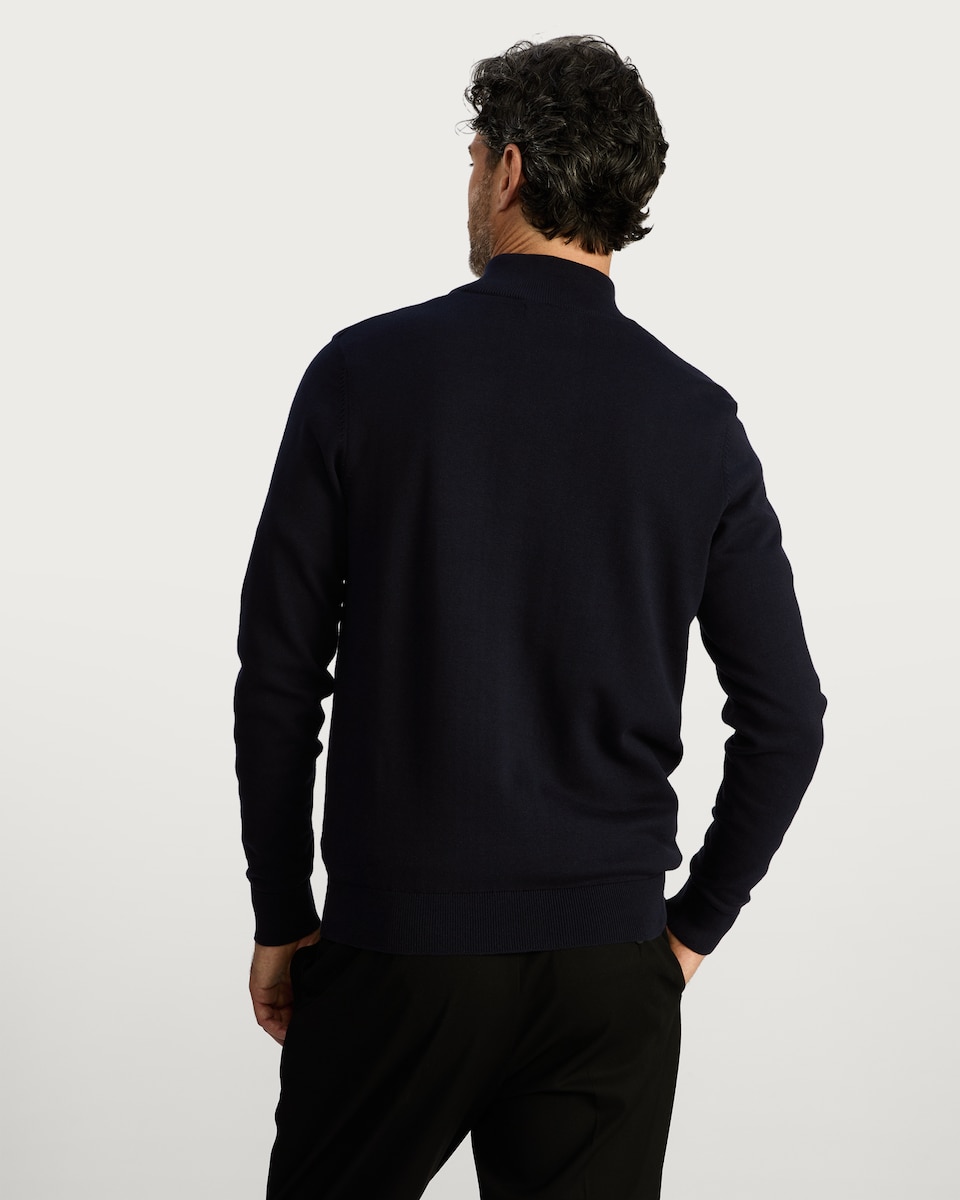 image 1 of F&F Pure Cotton Half Zip Knitted Jumper in Navy