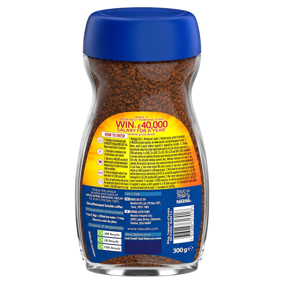 image 1 of Nescafe Original Decaf Instant Coffee 300g