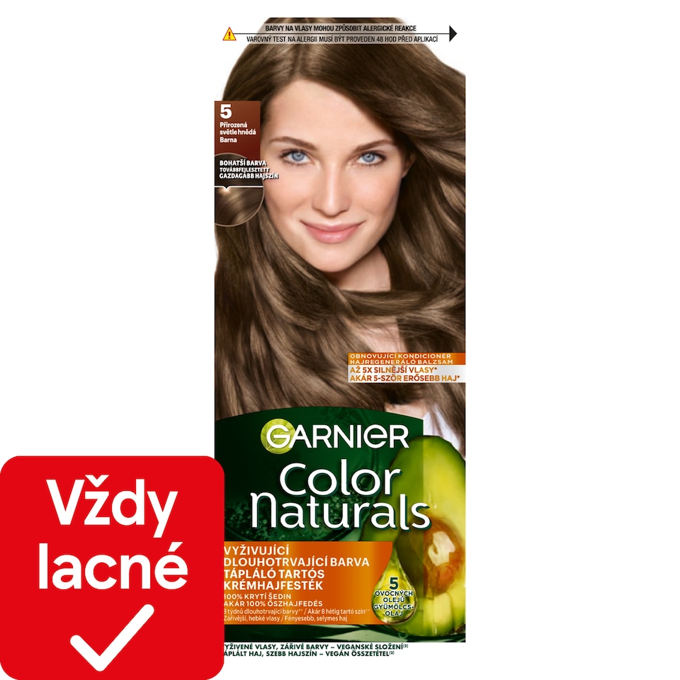 Garnier Color Naturals permanentná farba na vlasy 5 Prirodzená svetlo hnedá, 60 +40 +12 ml