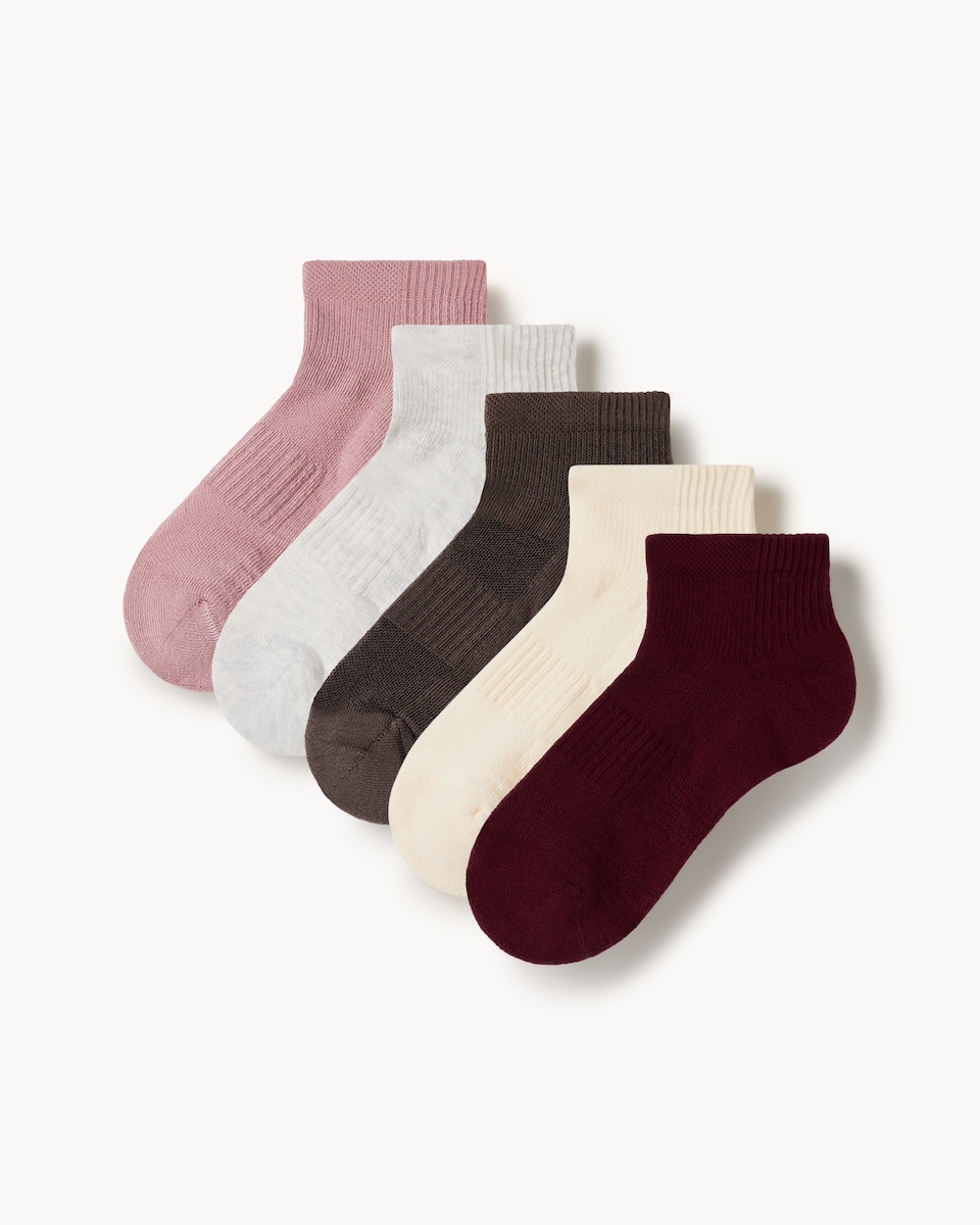 F&F Active 5-Pack Cotton Rich Cushioned Trainer Liners in Multi
