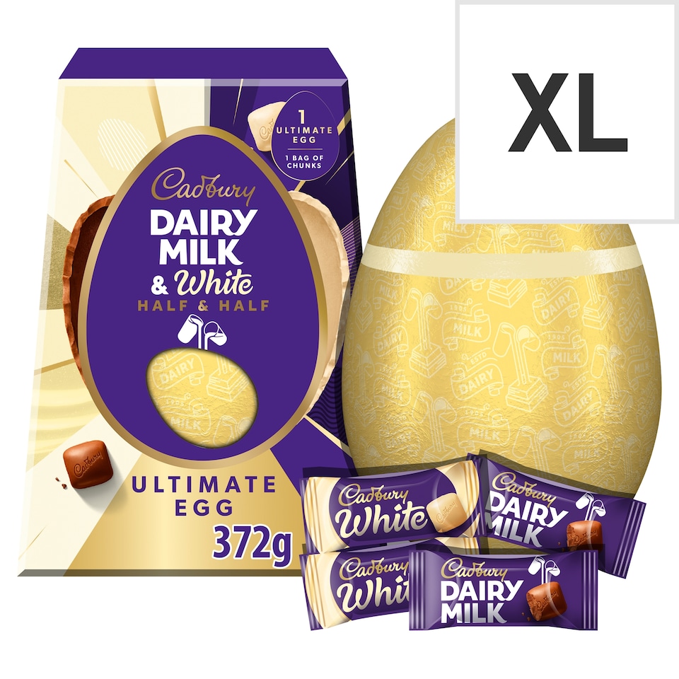 image 1 of Cadbury Dairy Milk and White Chocolate Easter Egg 372g