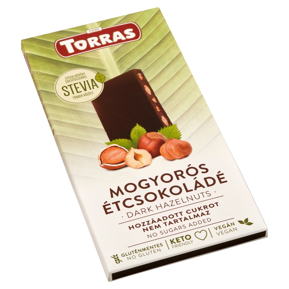 Torras mogyorós étcsokoládé hozzáadott cukor nélkül, édesítőszerrel 125 g  1. kép