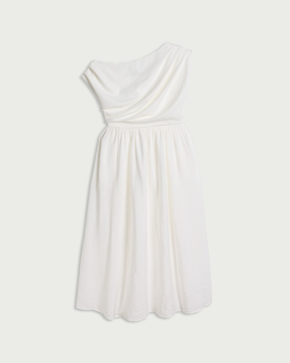 image 1 of F&F Draped Midi Dress in Cream