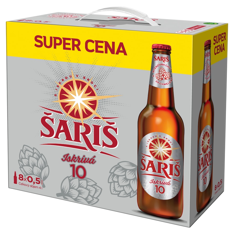 Šariš 10° Beer Light Lager 8 x 0.5 L (4 L)