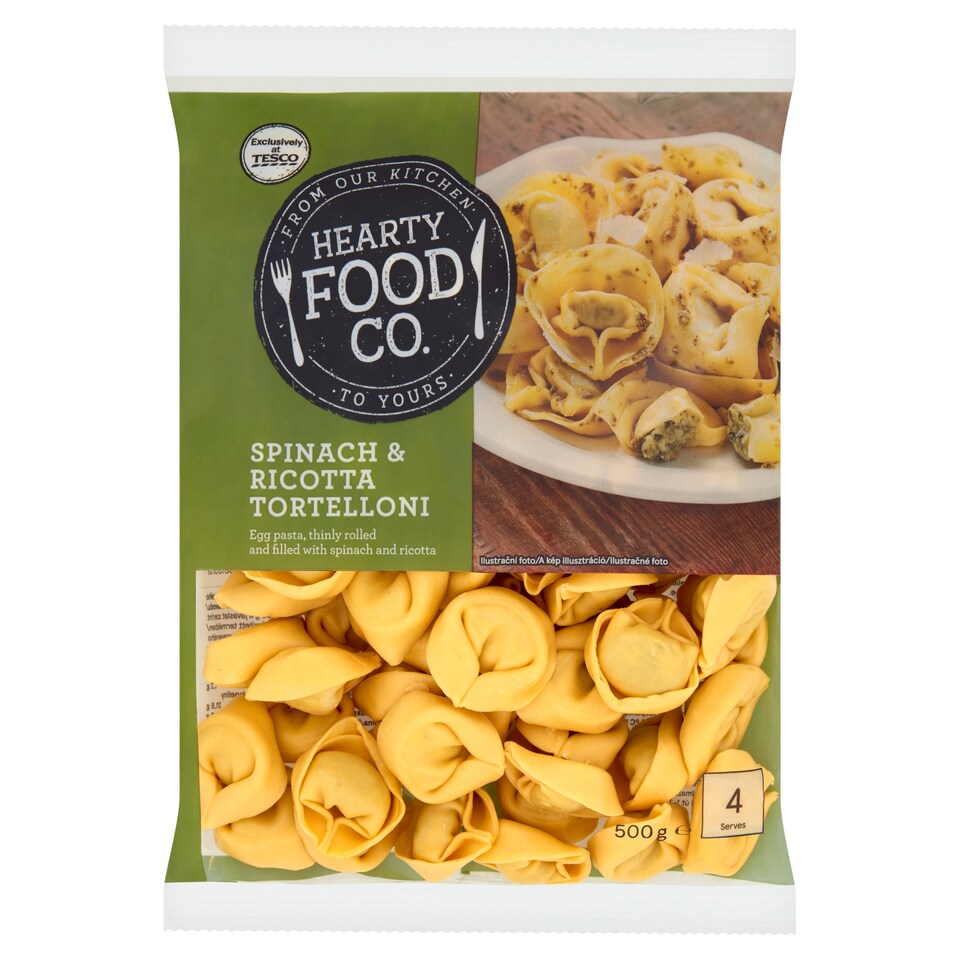Hearty Food Co. Tortelloni friss 4 tojásos durumtészta ricotta sajttal és spenóttal töltve 500 g
