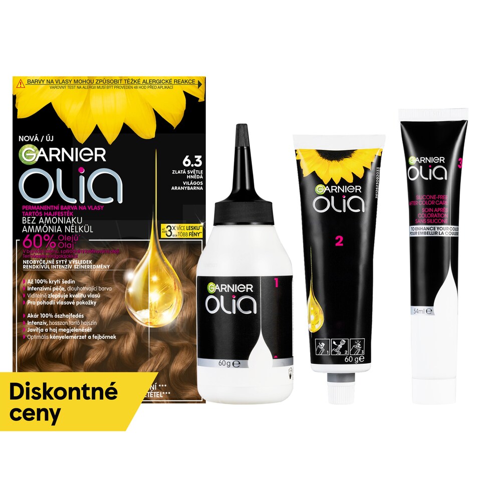 Garnier Olia permanentná farba na vlasy 16 .3 Zlatá svetlohnedá, 60 +60 +54 ml