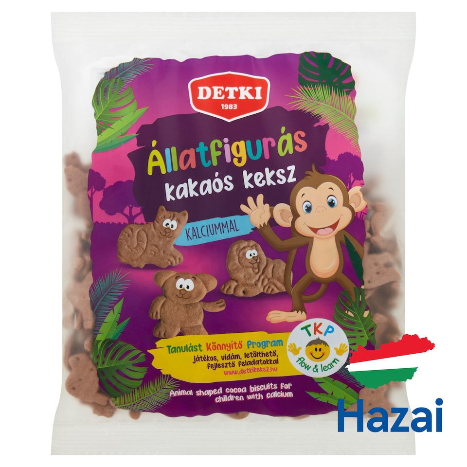 Detki állatfigurás kakaós keksz kalciummal 160 g 1. kép