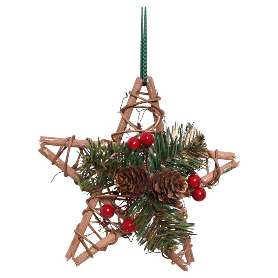 Tesco Star Rattan Foliage Wreath Hanging Decorative